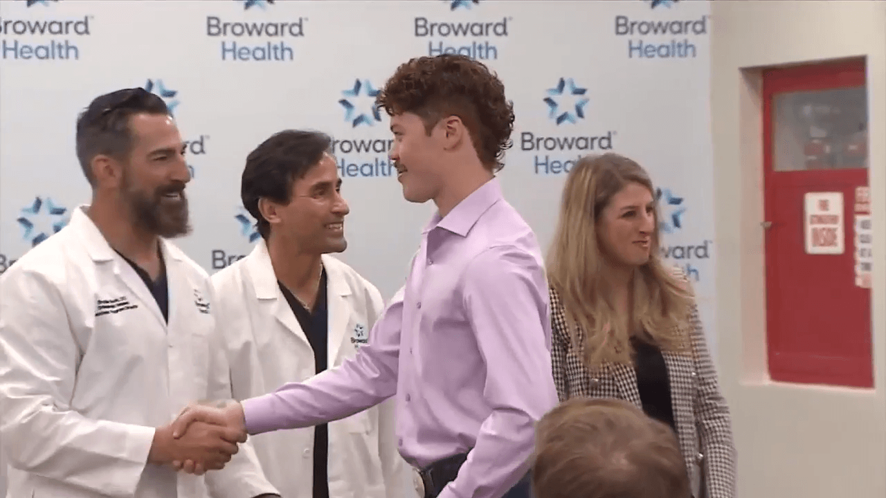 20-year-old crash survivor reunites with medical team that saved his life at Broward Health